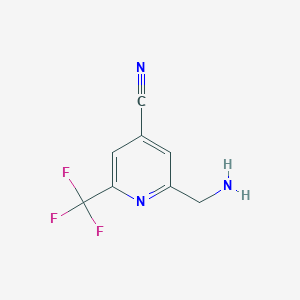 molecular formula C8H6F3N3 B14840885 2-(Aminomethyl)-6-(trifluoromethyl)isonicotinonitrile 