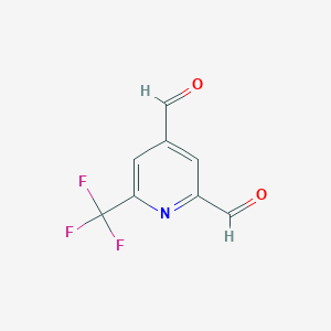 molecular formula C8H4F3NO2 B14840969 6-(Trifluoromethyl)pyridine-2,4-dicarbaldehyde 