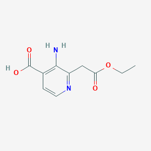 molecular formula C10H12N2O4 B14840975 3-Amino-2-(2-ethoxy-2-oxoethyl)isonicotinic acid 