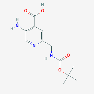 molecular formula C12H17N3O4 B14840998 5-Amino-2-(((tert-butoxycarbonyl)amino)methyl)isonicotinic acid 