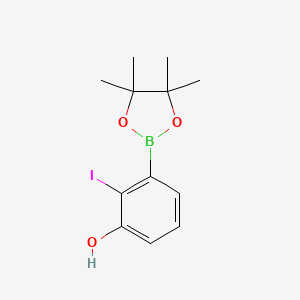 molecular formula C12H16BIO3 B14841009 2-Iodo-3-(4,4,5,5-tetramethyl-1,3,2-dioxaborolan-2-YL)-phenol 