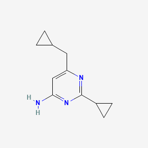 molecular formula C11H15N3 B1484111 2-Cyclopropyl-6-(cyclopropylmethyl)pyrimidin-4-amine CAS No. 2098072-72-9