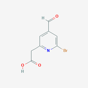 molecular formula C8H6BrNO3 B14841119 (6-Bromo-4-formylpyridin-2-YL)acetic acid 