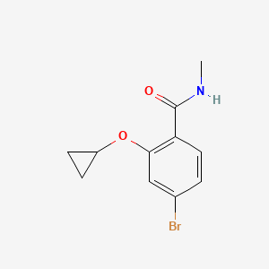 molecular formula C11H12BrNO2 B14841127 4-Bromo-2-cyclopropoxy-N-methylbenzamide 