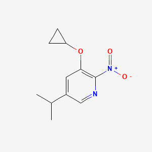 molecular formula C11H14N2O3 B14841154 3-Cyclopropoxy-5-isopropyl-2-nitropyridine 