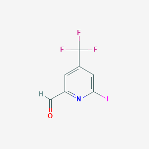 molecular formula C7H3F3INO B14841157 6-Iodo-4-(trifluoromethyl)picolinaldehyde 