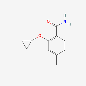 molecular formula C11H13NO2 B14841228 2-Cyclopropoxy-4-methylbenzamide 