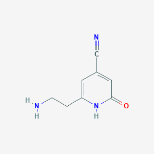 molecular formula C8H9N3O B14841239 2-(2-Aminoethyl)-6-hydroxyisonicotinonitrile 