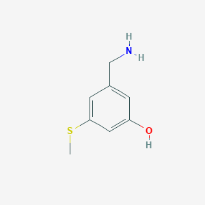 molecular formula C8H11NOS B14841241 3-(Aminomethyl)-5-(methylthio)phenol 