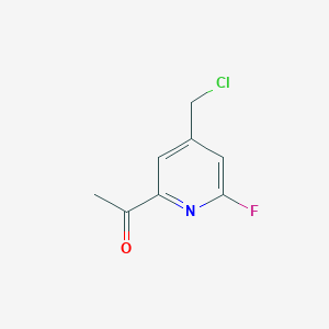 molecular formula C8H7ClFNO B14841354 1-[4-(Chloromethyl)-6-fluoropyridin-2-YL]ethanone 