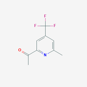 molecular formula C9H8F3NO B14841367 Ethanone, 1-[6-methyl-4-(trifluoromethyl)-2-pyridinyl]- 