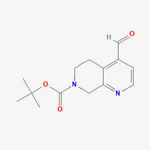 molecular formula C14H18N2O3 B14841426 Tert-butyl 4-formyl-5,8-dihydro-1,7-naphthyridine-7(6H)-carboxylate 