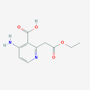 molecular formula C10H12N2O4 B14841604 4-Amino-2-(2-ethoxy-2-oxoethyl)nicotinic acid 