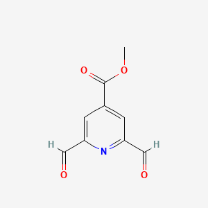 molecular formula C9H7NO4 B14841666 Methyl 2,6-diformylisonicotinate 