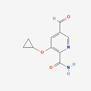 molecular formula C10H10N2O3 B14841672 3-Cyclopropoxy-5-formylpicolinamide 