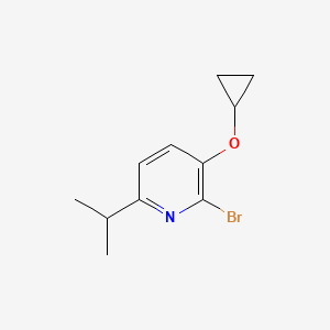 molecular formula C11H14BrNO B14841691 2-Bromo-3-cyclopropoxy-6-isopropylpyridine 