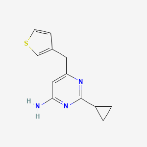 molecular formula C12H13N3S B1484171 2-环丙基-6-[(噻吩-3-基)甲基]嘧啶-4-胺 CAS No. 2098039-24-6