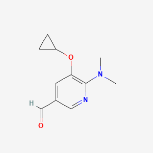 molecular formula C11H14N2O2 B14841786 5-Cyclopropoxy-6-(dimethylamino)nicotinaldehyde 