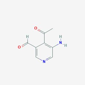 molecular formula C8H8N2O2 B14841845 4-Acetyl-5-aminonicotinaldehyde 