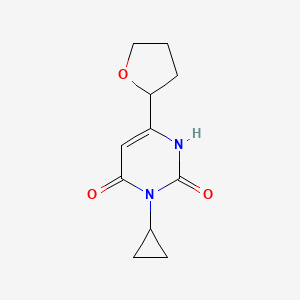 molecular formula C11H14N2O3 B1484187 3-Cyclopropyl-6-(oxolan-2-yl)-1,2,3,4-tetrahydropyrimidine-2,4-dione CAS No. 2097957-73-6