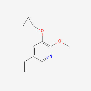 molecular formula C11H15NO2 B14842013 3-Cyclopropoxy-5-ethyl-2-methoxypyridine 