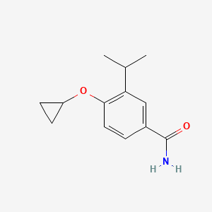 molecular formula C13H17NO2 B14842073 4-Cyclopropoxy-3-isopropylbenzamide 