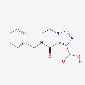 molecular formula C14H13N3O3 B1484213 7-Benzyl-8-oxo-5,6,7,8-tetrahydroimidazo[1,5-a]pyrazine-1-carboxylic acid CAS No. 1823865-73-1