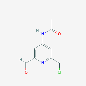 molecular formula C9H9ClN2O2 B14842170 N-(2-(Chloromethyl)-6-formylpyridin-4-yl)acetamide 