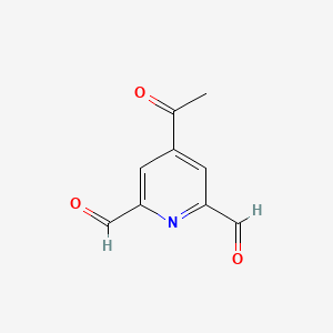 molecular formula C9H7NO3 B14842223 4-Acetylpyridine-2,6-dicarbaldehyde 