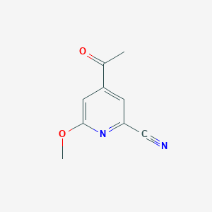 molecular formula C9H8N2O2 B14842235 4-Acetyl-6-methoxypyridine-2-carbonitrile 