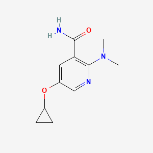 molecular formula C11H15N3O2 B14842302 5-Cyclopropoxy-2-(dimethylamino)nicotinamide 