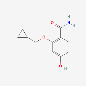 molecular formula C11H13NO3 B14842367 2-(Cyclopropylmethoxy)-4-hydroxybenzamide 