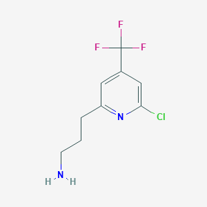 molecular formula C9H10ClF3N2 B14842416 3-(6-Chloro-4-(trifluoromethyl)pyridin-2-yl)propan-1-amine 