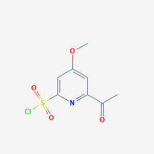 molecular formula C8H8ClNO4S B14842436 6-Acetyl-4-methoxypyridine-2-sulfonyl chloride 