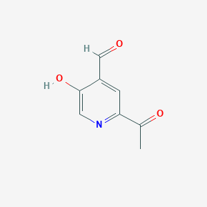 molecular formula C8H7NO3 B14842443 2-Acetyl-5-hydroxyisonicotinaldehyde 