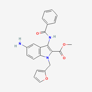 molecular formula C22H19N3O4 B1484250 Methyl 5-amino-3-(benzoylamino)-1-(2-furylmethyl)-1H-indole-2-carboxylate CAS No. 2206265-13-4
