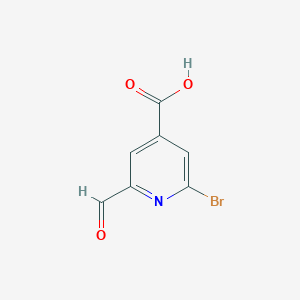 molecular formula C7H4BrNO3 B14842703 2-Bromo-6-formylisonicotinic acid 