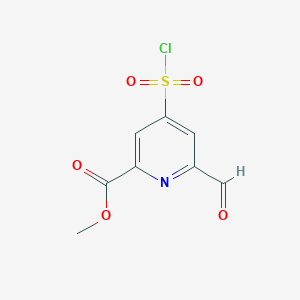 molecular formula C8H6ClNO5S B14842794 Methyl 4-(chlorosulfonyl)-6-formylpyridine-2-carboxylate 