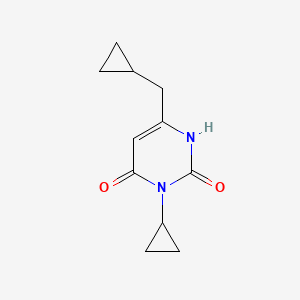 molecular formula C11H14N2O2 B1484284 3-Cyclopropyl-6-(cyclopropylmethyl)-1,2,3,4-tetrahydropyrimidine-2,4-dione CAS No. 2097998-16-6