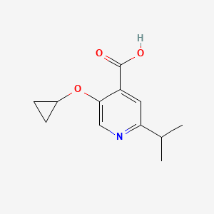 molecular formula C12H15NO3 B14843041 5-Cyclopropoxy-2-isopropylisonicotinic acid 