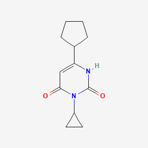 molecular formula C12H16N2O2 B1484311 6-Cyclopentyl-3-cyclopropyl-1,2,3,4-tetrahydropyrimidine-2,4-dione CAS No. 2098140-69-1