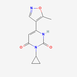 molecular formula C11H11N3O3 B1484336 3-Cyclopropyl-6-(5-methyl-1,2-oxazol-4-yl)-1,2,3,4-tetrahydropyrimidine-2,4-dione CAS No. 2097993-11-6
