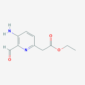 molecular formula C10H12N2O3 B14843409 Ethyl (5-amino-6-formylpyridin-2-YL)acetate 