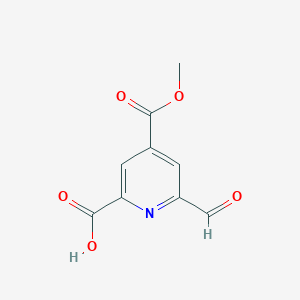 molecular formula C9H7NO5 B14843428 6-Formyl-4-(methoxycarbonyl)pyridine-2-carboxylic acid 