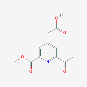 molecular formula C11H11NO5 B14843463 [2-Acetyl-6-(methoxycarbonyl)pyridin-4-YL]acetic acid 