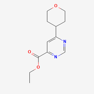 molecular formula C12H16N2O3 B1484355 Ethyl 6-(oxan-4-yl)pyrimidine-4-carboxylate CAS No. 2097958-51-3