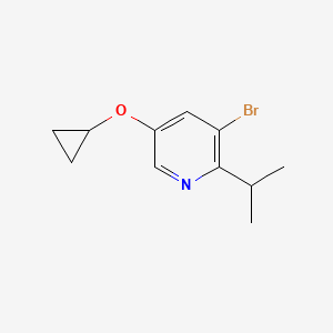 molecular formula C11H14BrNO B14843591 3-Bromo-5-cyclopropoxy-2-isopropylpyridine 