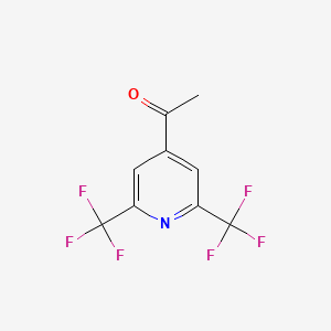 molecular formula C9H5F6NO B14843625 1-[2,6-Bis(trifluoromethyl)pyridin-4-YL]ethanone 