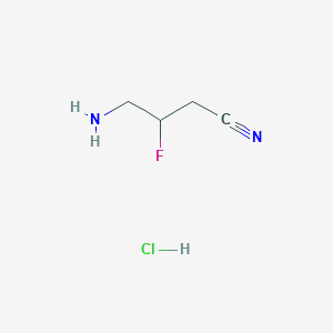 molecular formula C4H8ClFN2 B1484369 4-Amino-3-fluorobutanenitrile hydrochloride CAS No. 2098116-89-1