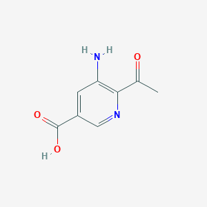 molecular formula C8H8N2O3 B14843766 6-Acetyl-5-aminonicotinic acid 